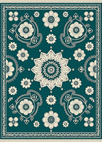 Teal Floral Medallion And Paisley Rug