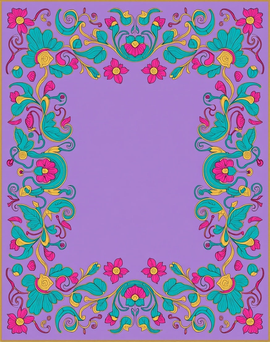 Vibrant Floral Swirls Ornament Rug