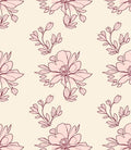 Delicate Pink Floral Outline Print Rug