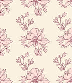 Delicate Pink Floral Outline Print Rug