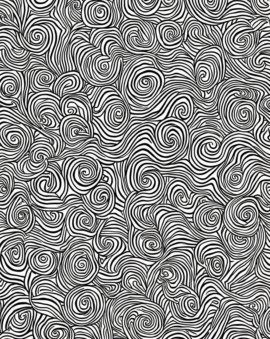 Abstract Swirl Black And White Design Rug