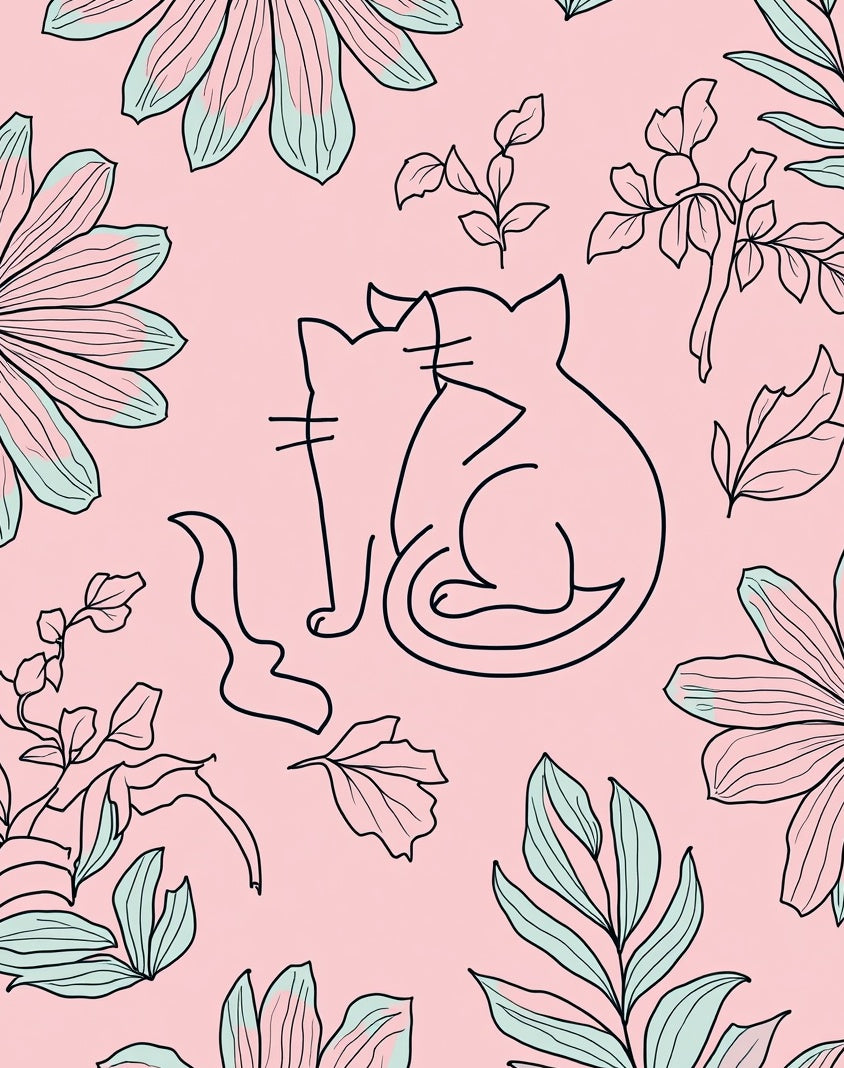 Whimsical Cats Among Floral Branches Rug