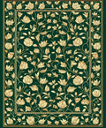 Emerald Gold Floral Vine Pattern Rug