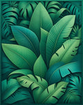 Lush Tropical Leaf Pattern Rug