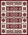Deep Red Snowflake Folk Art Rug