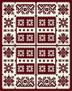 Deep Red Snowflake Folk Art Rug