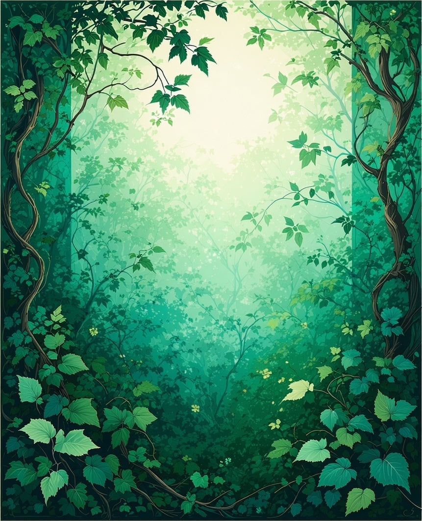 Mystical Forest Canopy Greenery Pattern Rug