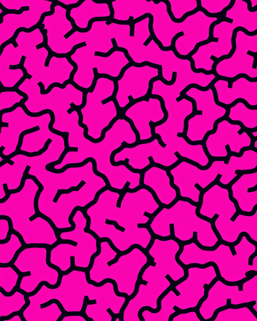 Vibrant Pink Black Network Pattern Rug