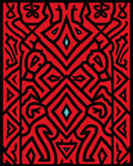 Bold Red Black Geometric Pattern Rug