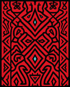 Bold Red Black Geometric Pattern Rug