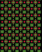 Green Red Floral Snowflake Harmony Rug