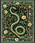 Serpentine Green Floral Vine Motif Rug
