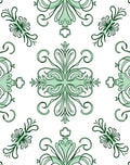 Green Floral Swirl Decorative Pattern Rug