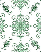 Green Floral Swirl Decorative Pattern Rug