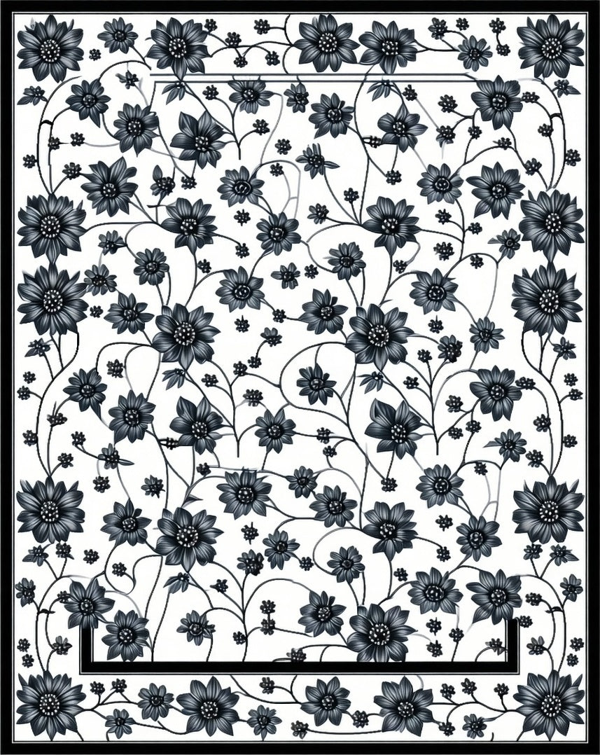 Dark Floral Vine Patterned Rug