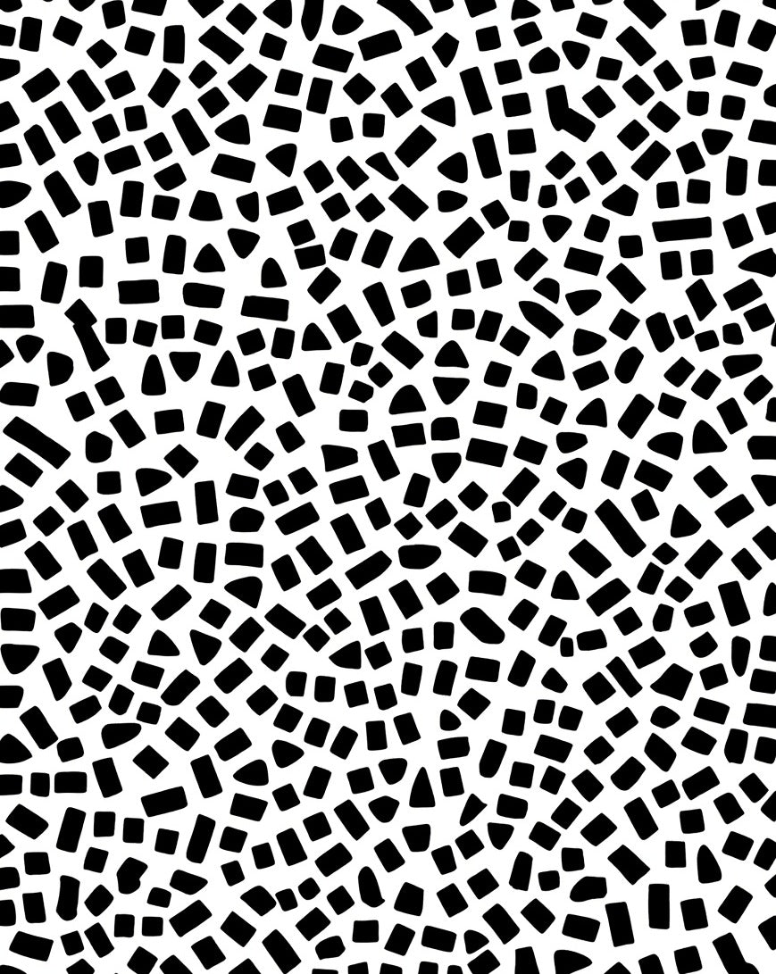 Abstract Scattered Black Tessellation Pattern Rug