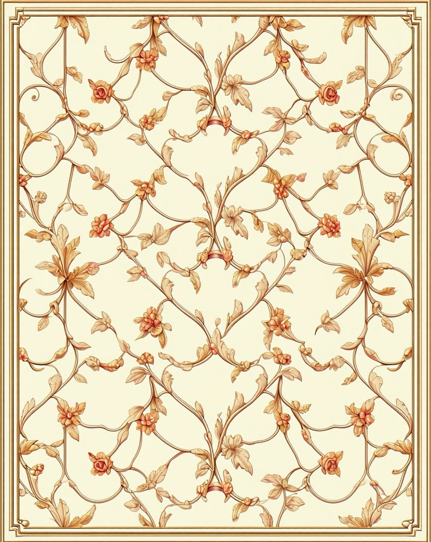 Ornate Floral Vine Pattern Rug
