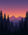 Mountain Forest Sunset Stars Rug