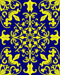 Bold Yellow Floral Blue Pattern Rug
