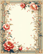 Elegant Floral Vine Frame Design Rug