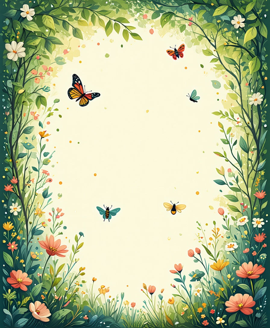 Floral Garden With Butterflies and Bees Rug