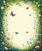 Floral Garden With Butterflies and Bees Rug