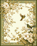 Whimsical Bird Floral Branch Motif Rug