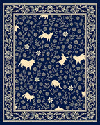 Whimsical Cat Floral Border Accent Rug