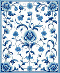 Classic Blue Floral Scroll Intricate Rug