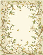 Floral Vines With Butterflies Design Rug