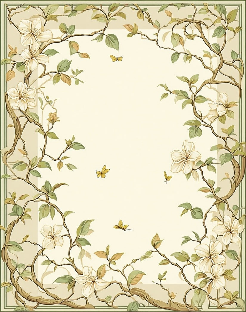 Floral Vines With Butterflies Design Rug