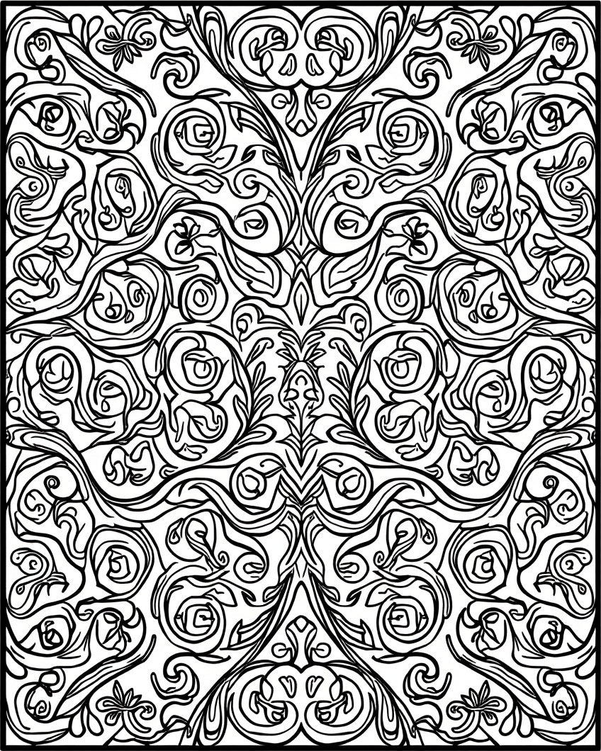 Ornate Floral Vine Pattern Rug