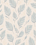 Light Blue Feather Botanical Pattern Rug