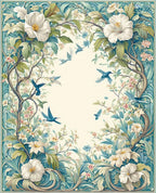 Whimsical Birds Floral Frame Design Rug