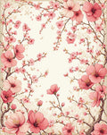 Pink Cherry Blossom Branch Art Rug