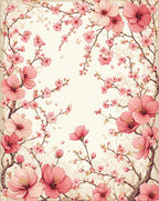 Pink Cherry Blossom Branch Art Rug
