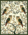 Vintage Owl Floral Tree Design Rug