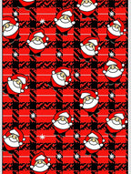Cozy Red Plaid Jolly Santa Snowflakes Rug