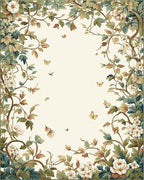 Botanical Garden With Butterflies Design Rug