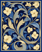 Royal Blue Floral Swirl Decorative Rug