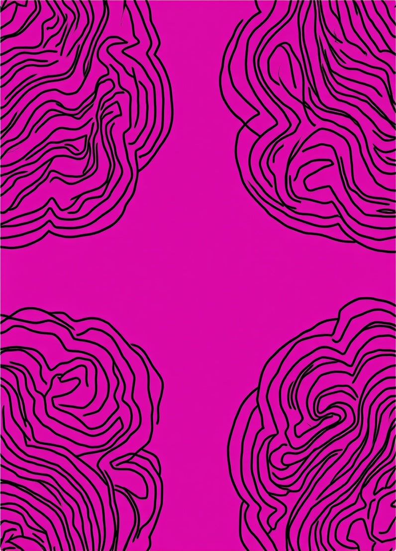 Abstract Swirl Pink Black Design Rug