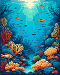 Vibrant Coral Reef Fish Scene Rug Design Rug