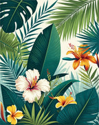 Vibrant Tropical Floral And Leaf Pattern Rug