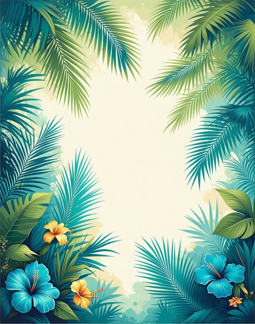 Tropical Floral Leaves Pattern Rug