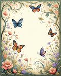 Whimsical Butterfly Floral Meadow Design Rug