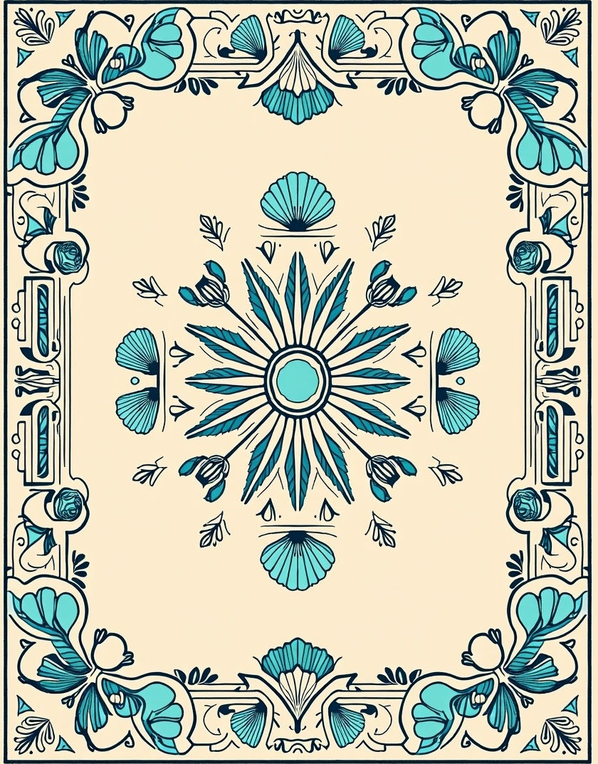 Oceanic Floral Frame Rug