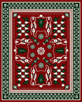 Crimson Green Folk Art Tree Medallion Rug