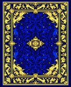 Royal Blue Gold Ornate Floral Rug