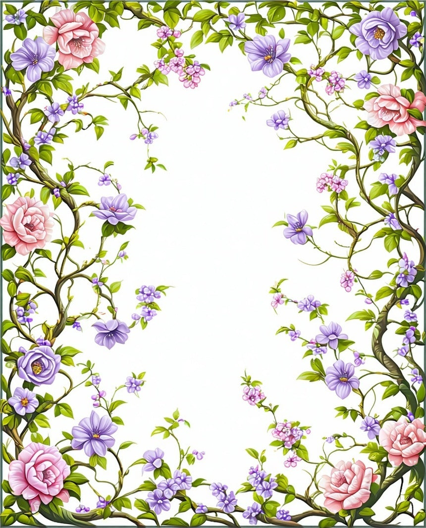 Vibrant Floral Vines Garden Pattern Rug