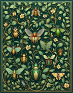 Nature Inspired Insect Botanical Pattern Rug
